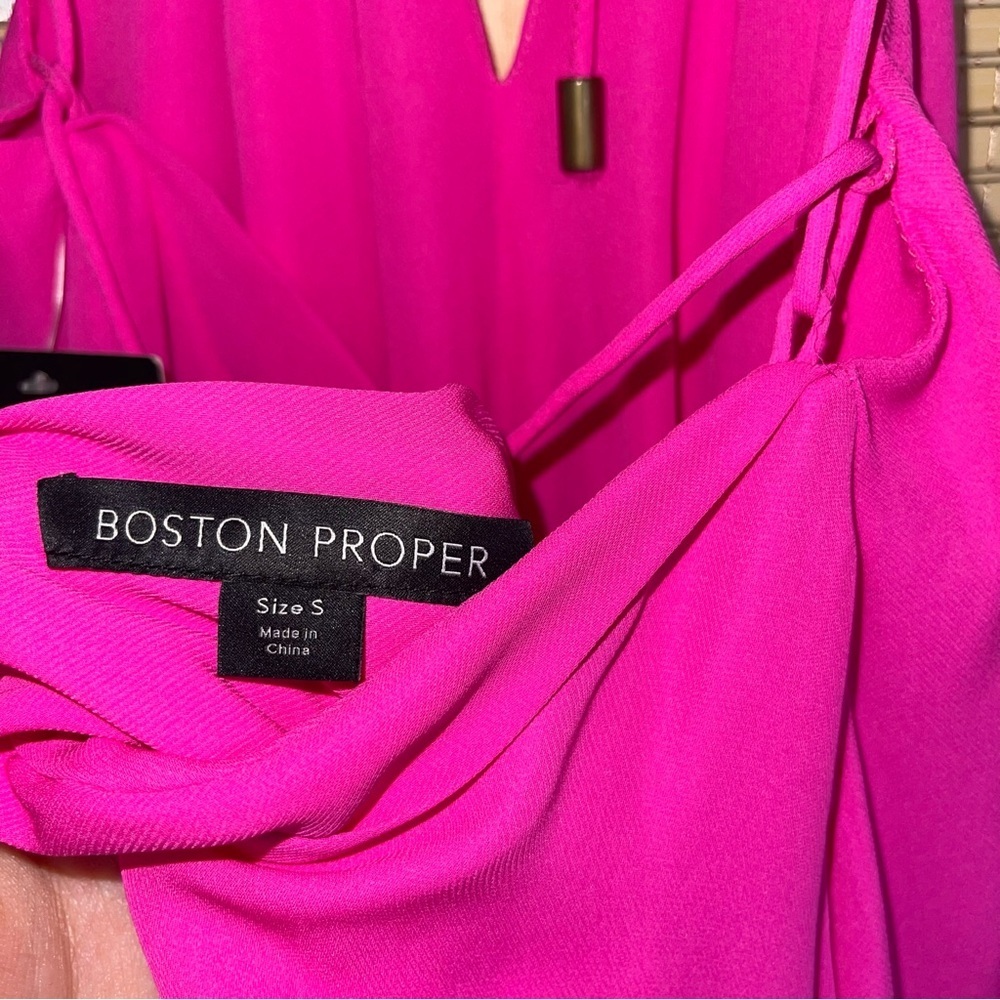 NWT* BOSTON PROPER Flowy Hot Pink Halter Neck Backless Mini Dress S - Picture 7 of 10